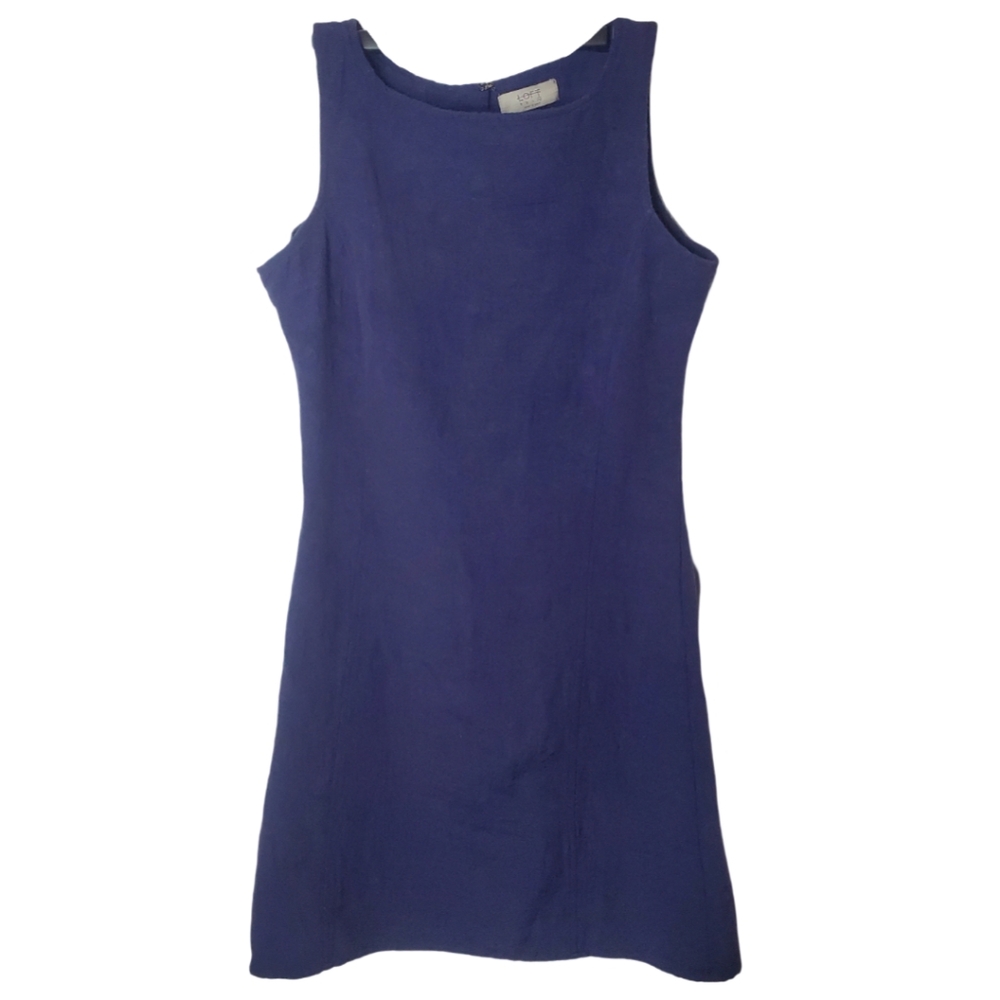 LOFT 100% Cotton Navy Blue Sleeveless Sheath Dress